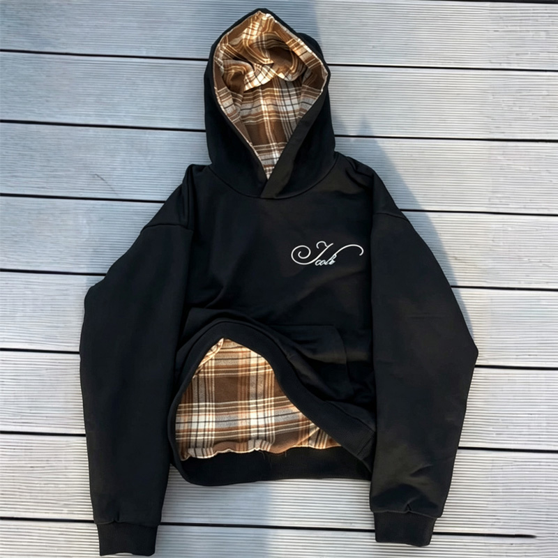 Vintage Zip Hoodie - 2026秋冬 レディース ヴィンテージ リバーシブル チェック柄 パーカー