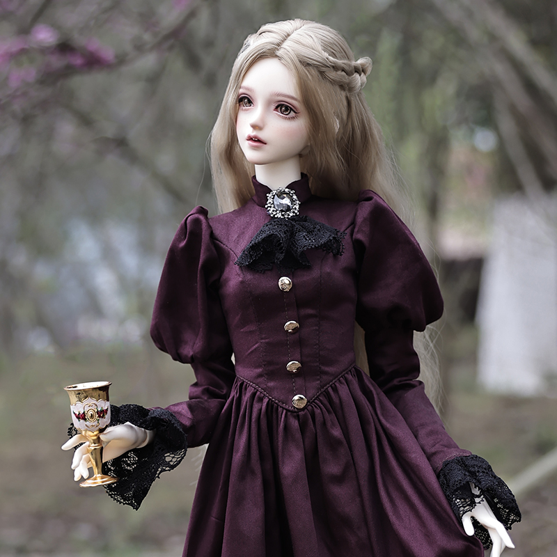 Vintage Collectible Toys - Elina bjd-エレガントなヴィンテージの女性の人形,かわいい人形,明るい紫色のドレス,樹脂,芸術的なおもちゃ,おとぎ話,1/3