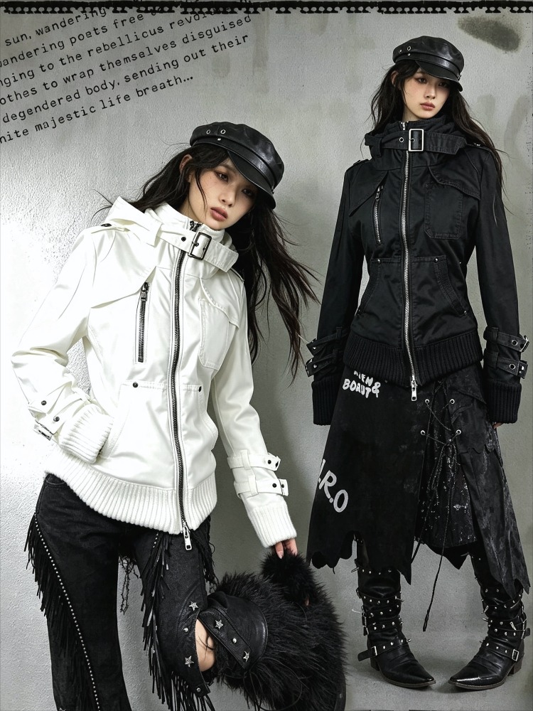 Vintage Zip Hoodie - 原宿ヴィンテージ90年代スタンドカラーボタン付きフード付きスウェットシャツストリートウェアグランジスタイルジャケットY2Kカジュアルアウターウェアデイリーアウトフィット