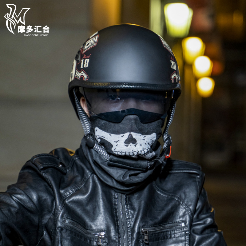 レトロオートバイヘルメット男性用ヴィンテージバイクハーフヘル - Lens Cap Vintage のレビューと価格