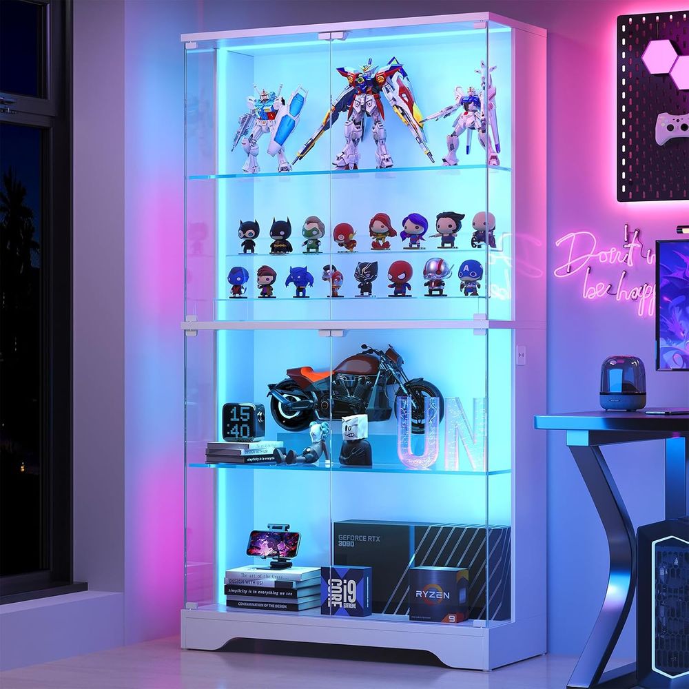 4段ガラス製ディスプレイキャビネット、モーションセンサーRG - Collectible & Vintage Dolls For Halloween のレビューと価格