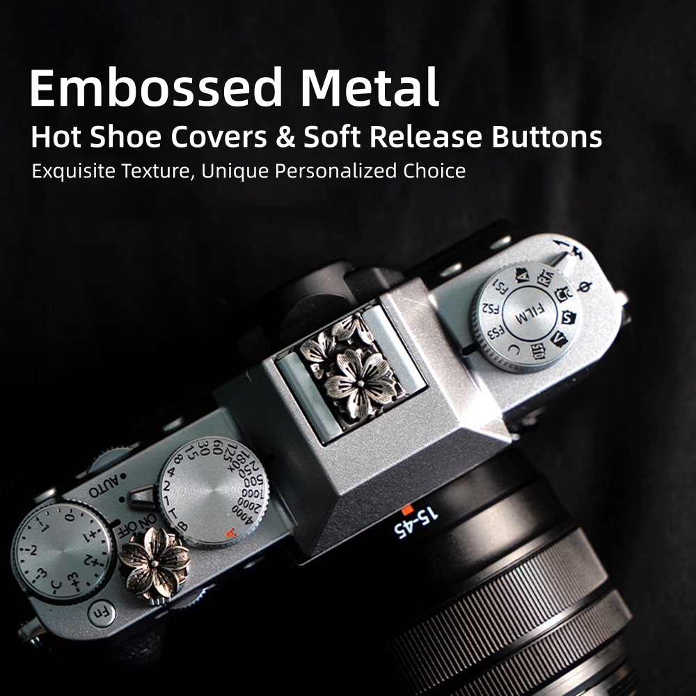金属製エンボス加工カメラホットシューカバー シャッターボタン - Lens Cap Vintage のレビューと価格