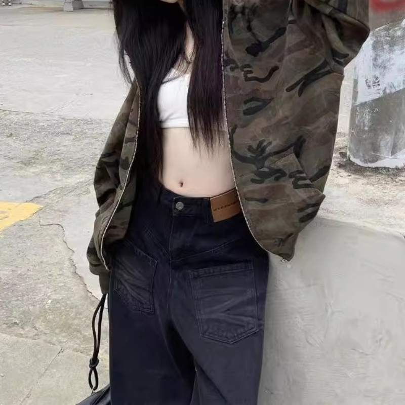 ヴィンテージ迷彩フード付きスウェットシャツジャケット女性の秋 - Vintage Zip Hoodie のレビューと価格