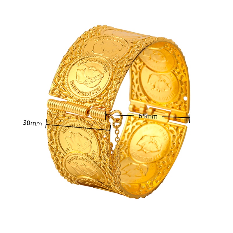 ヴィンテージコインパターンカフブレスレット、女性用、金メッキ - Vintage Collectible Coins のレビューと価格