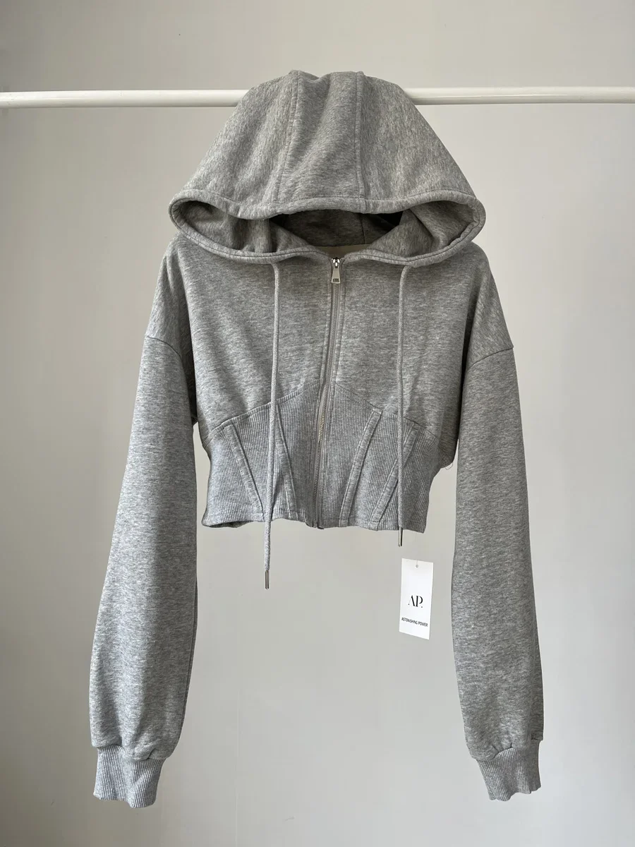 クロップトップスファッションパーカー女性のための 2023  - Vintage Zip Hoodie のレビューと価格